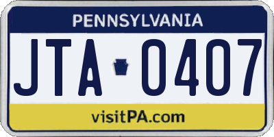 PA license plate JTA0407