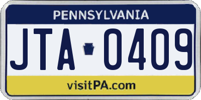 PA license plate JTA0409