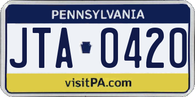 PA license plate JTA0420