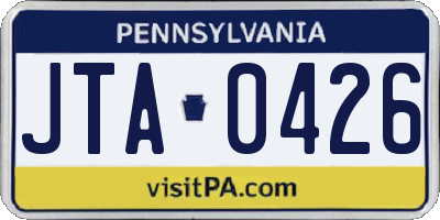 PA license plate JTA0426