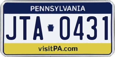 PA license plate JTA0431