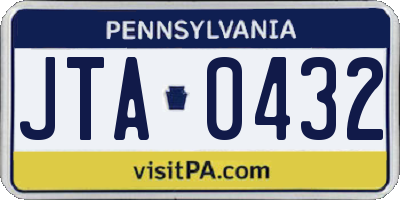 PA license plate JTA0432