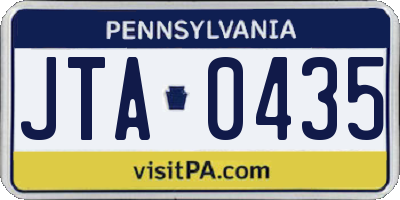 PA license plate JTA0435