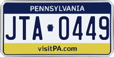 PA license plate JTA0449