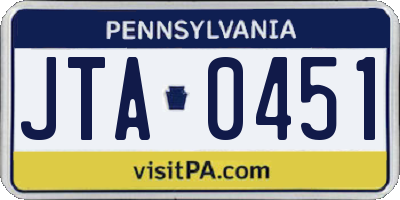 PA license plate JTA0451