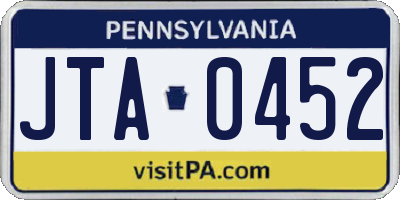 PA license plate JTA0452