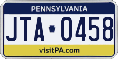 PA license plate JTA0458