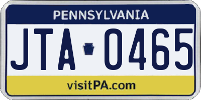 PA license plate JTA0465