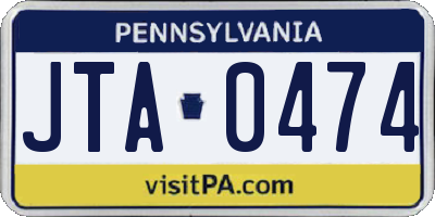 PA license plate JTA0474