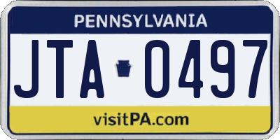 PA license plate JTA0497