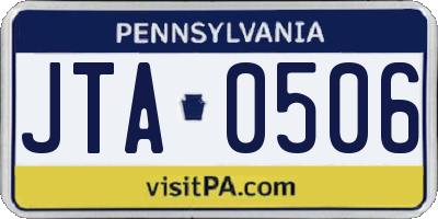 PA license plate JTA0506