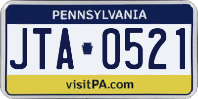 PA license plate JTA0521