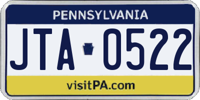 PA license plate JTA0522