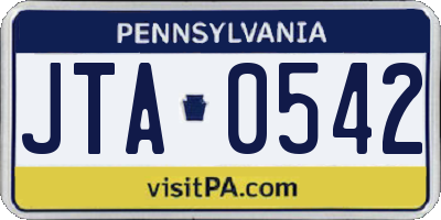 PA license plate JTA0542