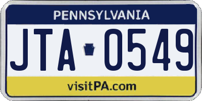 PA license plate JTA0549