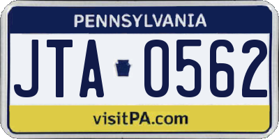 PA license plate JTA0562