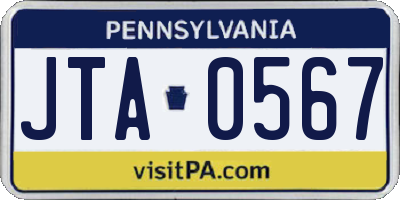 PA license plate JTA0567