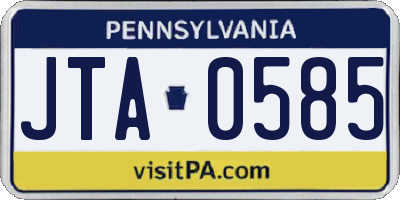 PA license plate JTA0585