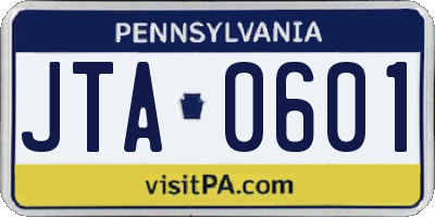 PA license plate JTA0601