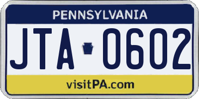 PA license plate JTA0602