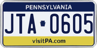 PA license plate JTA0605