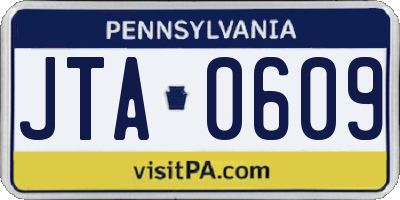 PA license plate JTA0609