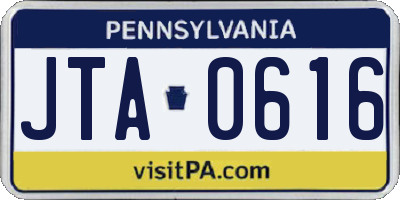 PA license plate JTA0616
