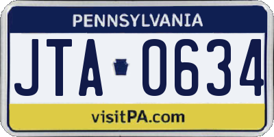 PA license plate JTA0634