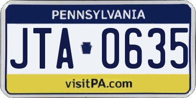 PA license plate JTA0635