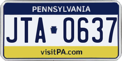 PA license plate JTA0637