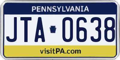 PA license plate JTA0638