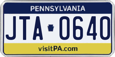 PA license plate JTA0640