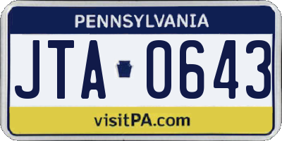 PA license plate JTA0643