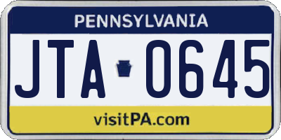 PA license plate JTA0645