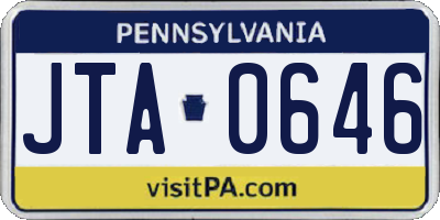PA license plate JTA0646