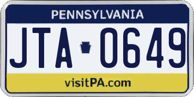 PA license plate JTA0649