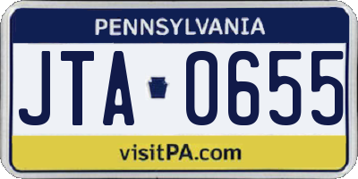 PA license plate JTA0655