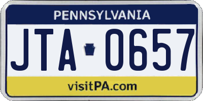 PA license plate JTA0657
