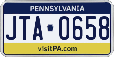PA license plate JTA0658