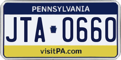 PA license plate JTA0660