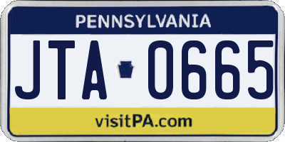 PA license plate JTA0665