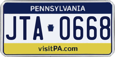 PA license plate JTA0668