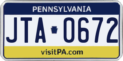 PA license plate JTA0672