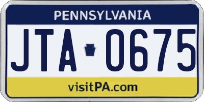 PA license plate JTA0675