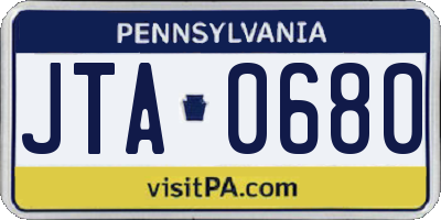 PA license plate JTA0680