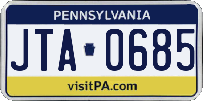 PA license plate JTA0685