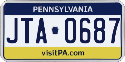 PA license plate JTA0687