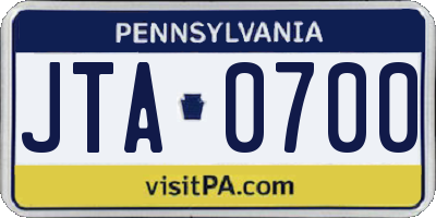 PA license plate JTA0700