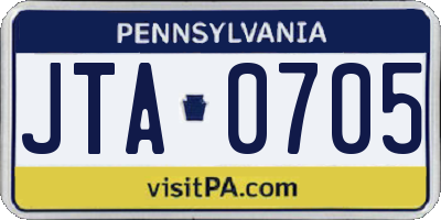 PA license plate JTA0705