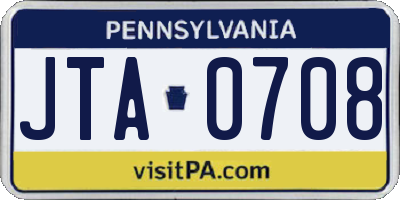 PA license plate JTA0708
